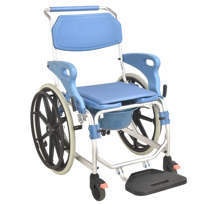 卫宜康老人带轮坐便器室内可移动马桶椅残疾人坐便椅病人护理坐厕洗澡椅带轮 698B大轮护理椅