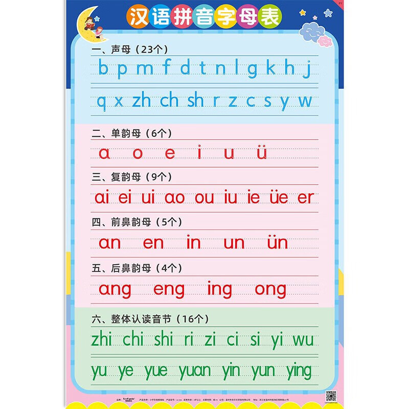 喏雅珘小学汉语拼音字母表墙贴声母韵母整体认读音节贴画教室墙贴贴画