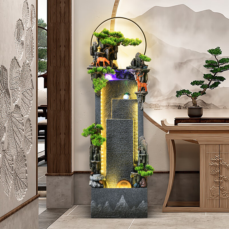 缘来紫竹霖 办公室落地水幕墙流水墙前台装饰水系景观流水生财开业