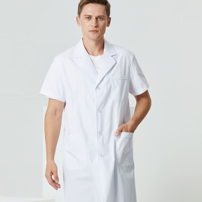 南丁格爾醫(yī)生白大褂長袖醫(yī)生服短袖護士服男女醫(yī)用白大衣厚醫(yī)師工作服 白色男短袖大褂 精品面料 XL
