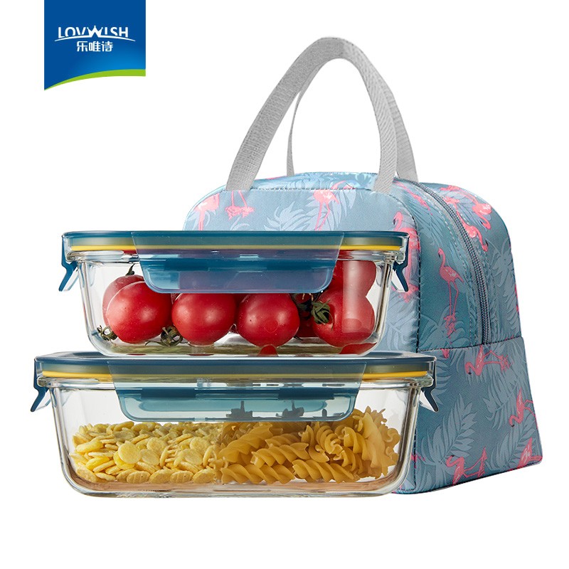 乐唯诗耐热玻璃保鲜盒微波炉加热饭盒冰箱收纳带盖密封储物便当碗餐盒 大号【1040ml】 单件装