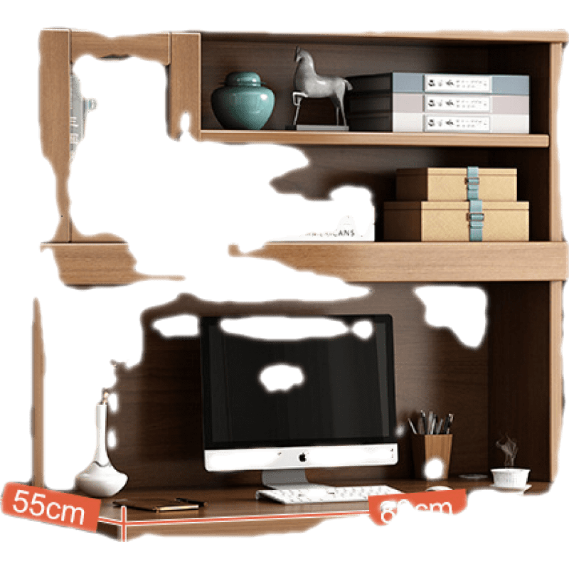 醉季 书桌书架一体桌轻奢现代家用中式学生卧室实用小型电脑桌 郁金檀木色80*55*163cm 多元储物 书架一体