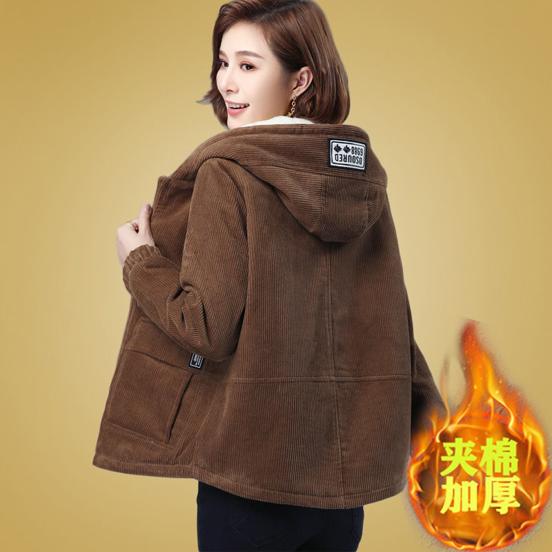 韩版短款棉服女短款冬季棉袄韩版加厚灯芯绒棉衣女短款年冬装新款中年