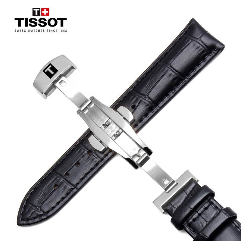适用天梭表带原装1853正品 蝶扣原装t099t006t461杜鲁尔俊雅系列 黑色