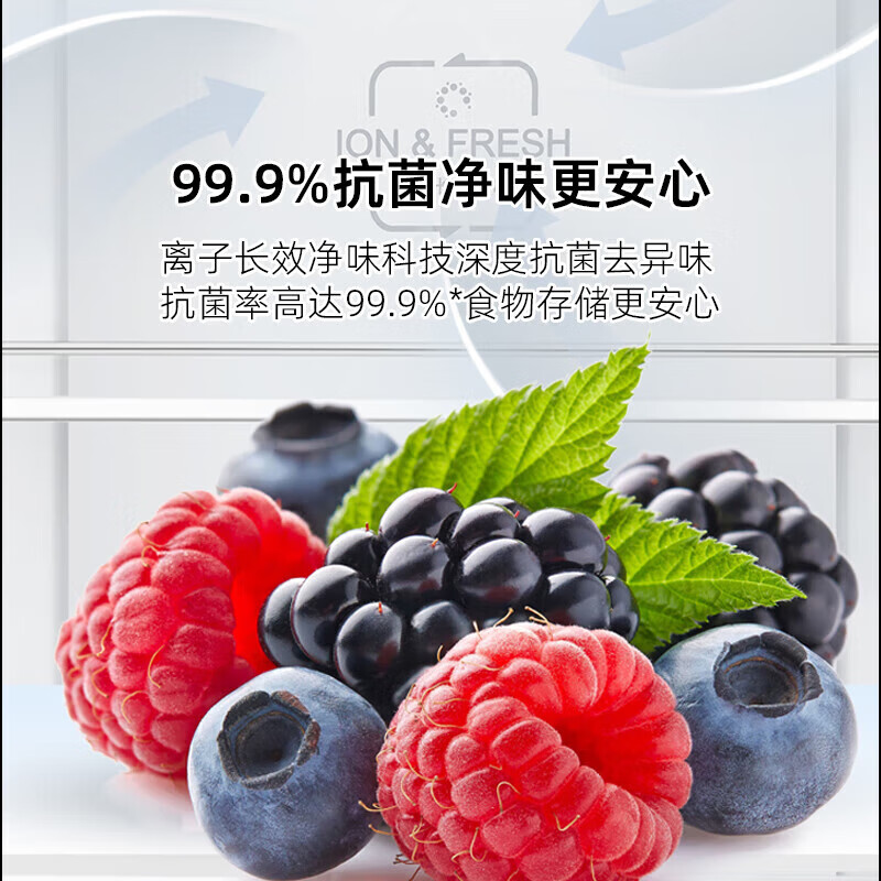 格力(GREE)晶弘冰箱340升法式多门离子长效除菌净味360度风冷养鲜节能变频BCD-340WPFGH/月纱白