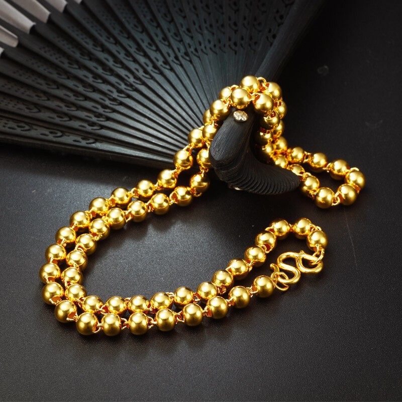 福强珠宝 黄金项链男士 9999足金光珠加粗素链男女款 黄金项链圆珠款