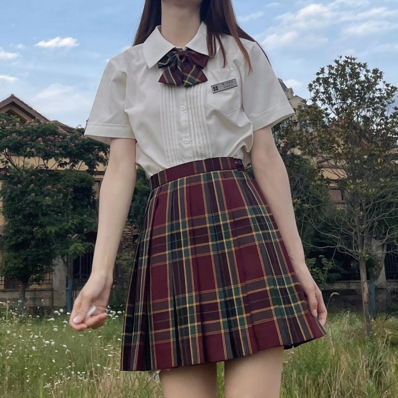 冬天穿jk格裙秋冬半截裙jk制服裙正统校供百褶裙学院风款山楂树同格