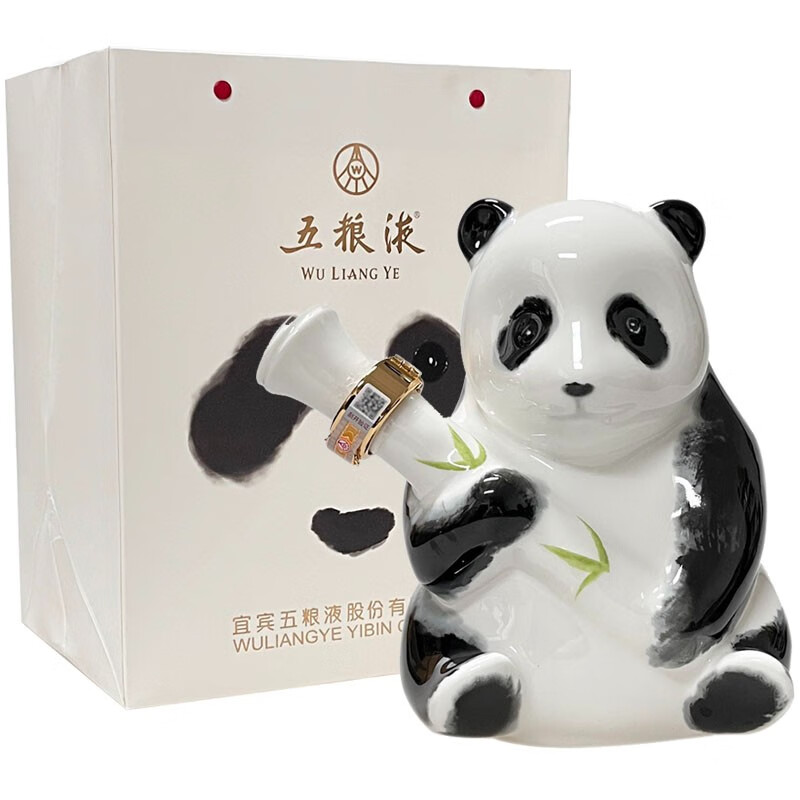 五粮液浓香型 五粮液熊猫酒陶瓷瓶 商务宴请送礼酒水礼盒装收藏高度