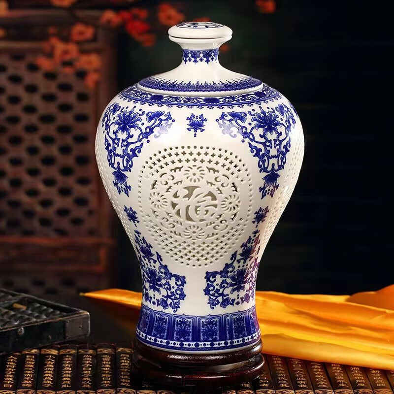 5l坛装礼盒装陶瓷瓶送礼收藏高粱酒 蓝色礼盒装