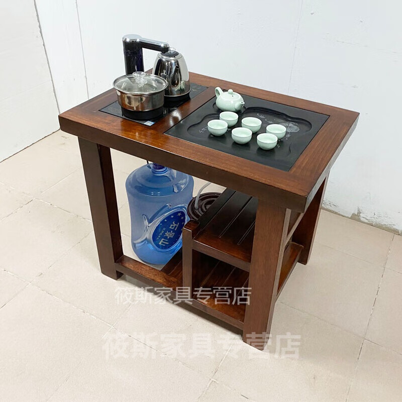 可移动老船木茶桌椅组合功夫茶台整装家用小茶桌中式仿古小型阳台茶桌