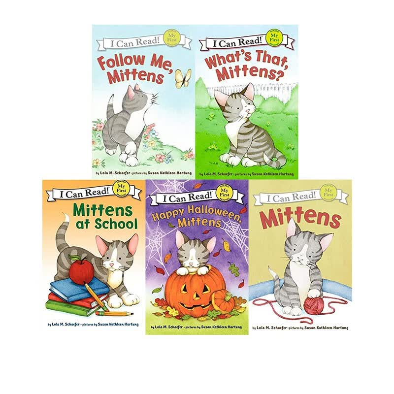 英文原版 My First I Can Read Mittens 猫咪小手套 5册合售 入门级儿童分级读物英语绘本图画书