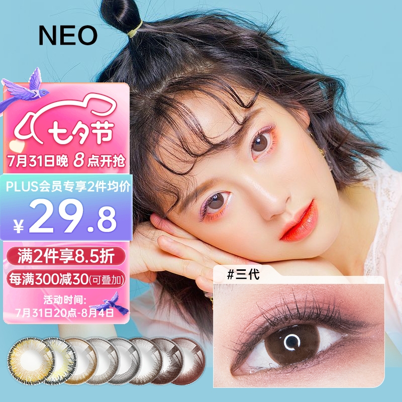 NEOCUTEY品牌巧克力三代375度彩色隐形眼镜价格走势趋势分析