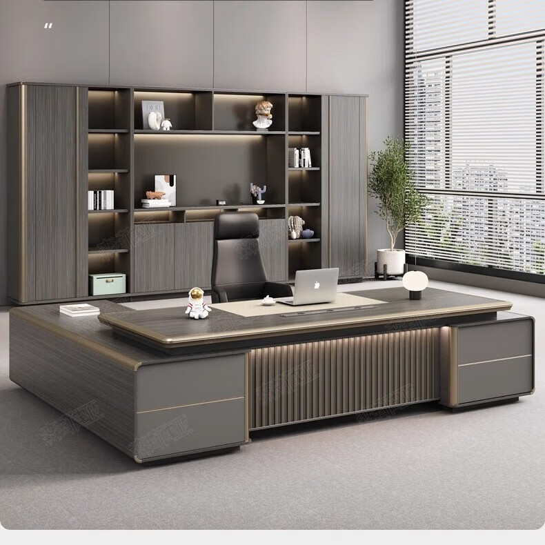 環(huán)迪老板桌總裁董事長(cháng)辦公桌大氣高級感大班臺辦公室經(jīng)理主管桌椅組合 2.4米老板桌