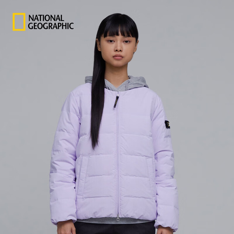 国家地理（National Geographic）鸭绒羽绒服女士HERON系列时尚舒适轻薄圆领外套 薰衣草LAVENDER 155/76A
