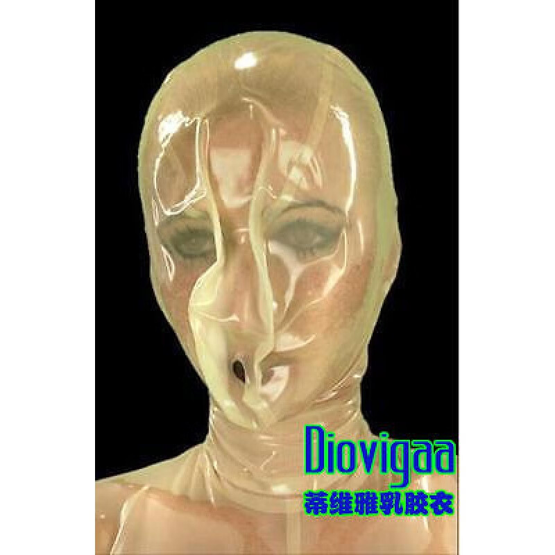 乳胶头套窒息 乳胶窒息面具 透明 封眼乳胶头套面罩支持定做改款 透明