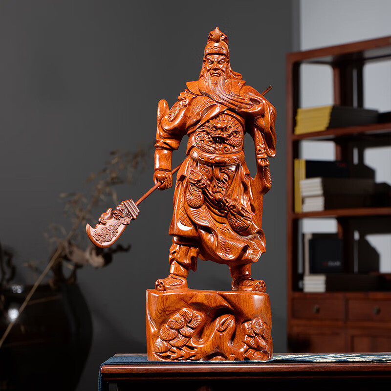 梵粟木雕关公像摆件招财武神关羽关二爷神像办公室摆件装饰品商务礼品