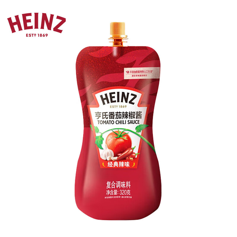 亨氏(Heinz) 番茄辣椒酱 袋装番茄辣椒酱 薯条披萨意面酱 320g