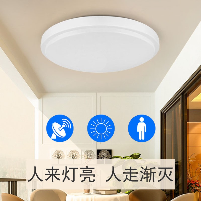 雷雷智光人体感应灯led声控灯雷达家用吸顶灯走廊楼道楼梯圆形 声控