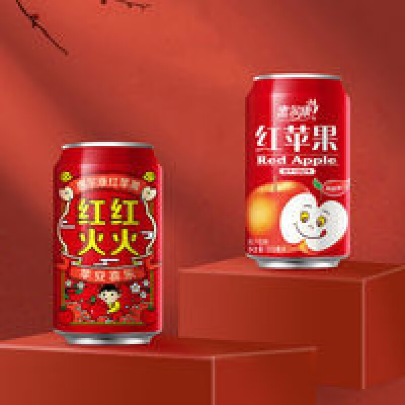 惠尔康红苹果can 礼盒装饮料果汁果味饮料夏季饮料整箱 红色