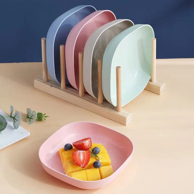 柚萝 日式家用吐骨头盘子创意骨碟塑料水果盘吐骨碟子带底座收纳盒 10个装.