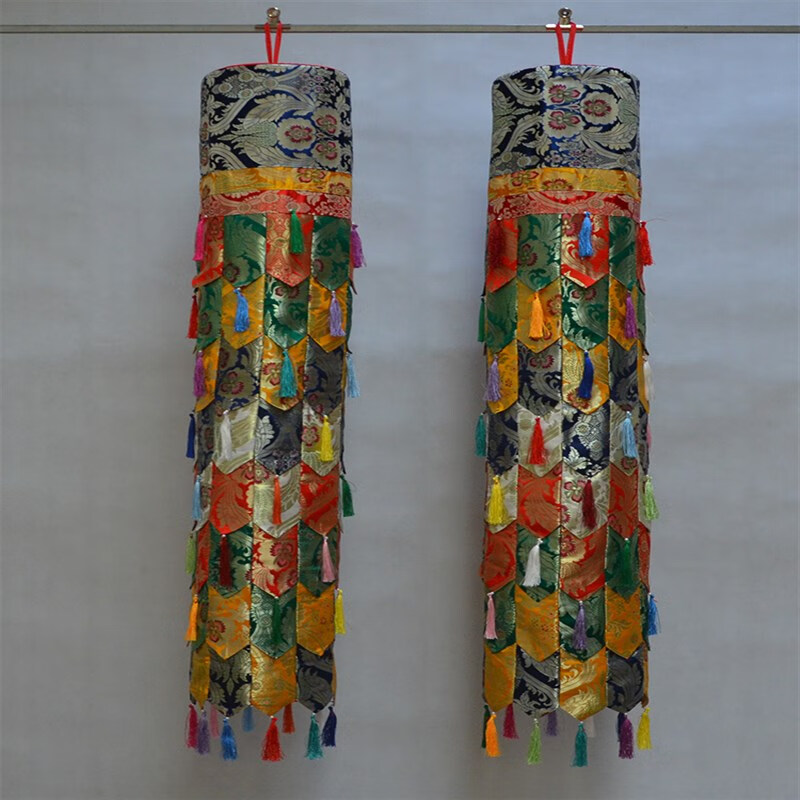 格桑花佛宝幢密宗居家佛堂布置寺院法会圆形厚面料胜利挂幢幡1个 格桑