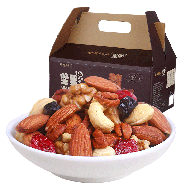 恒康食品 每日坚果 混合坚果加果干果脯腰果山核桃仁零食企业礼盒团购 【含山核桃仁】500g/20包 坚果加混合果粒
