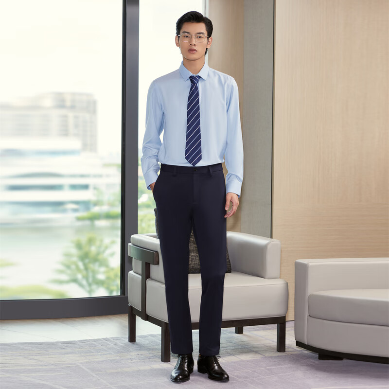 雅戈尔【含40%羊毛可机洗】衬衫男长袖秋冬新高端保暖舒适衬衣商务休闲 浅蓝 38