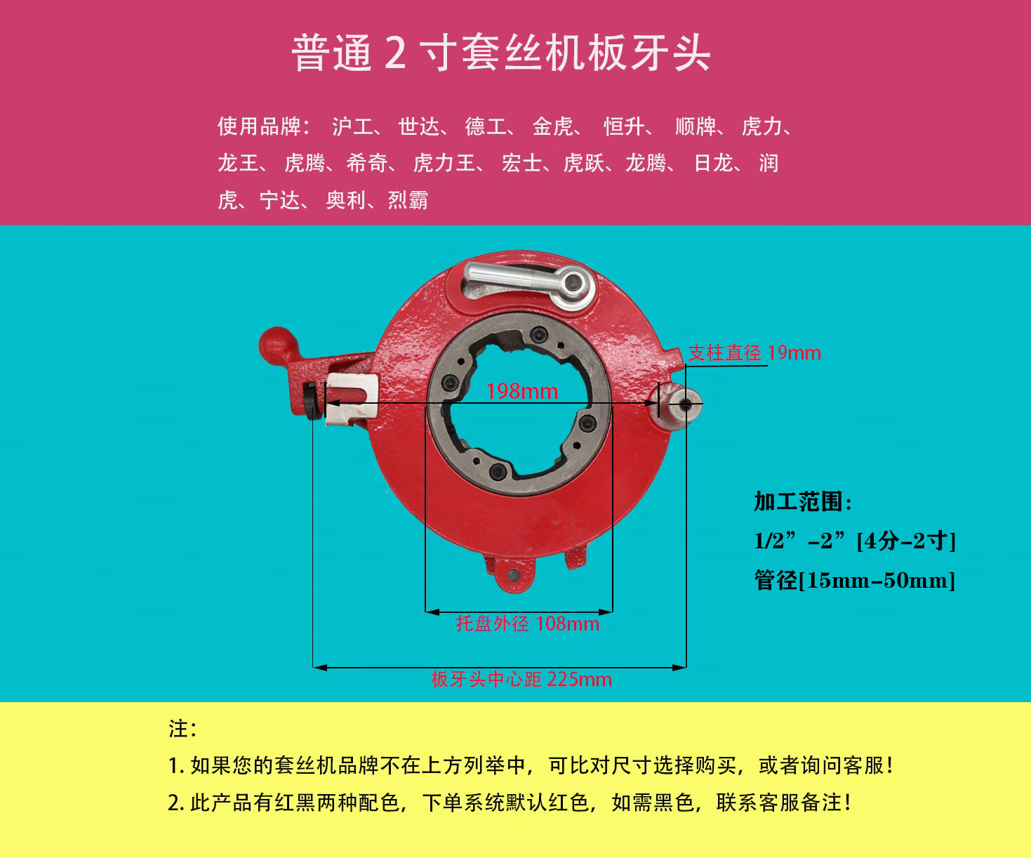 丽荟虎威虎头沪工青羊虎王套丝机机头板牙头总成牙盘2寸3寸4寸65 2寸