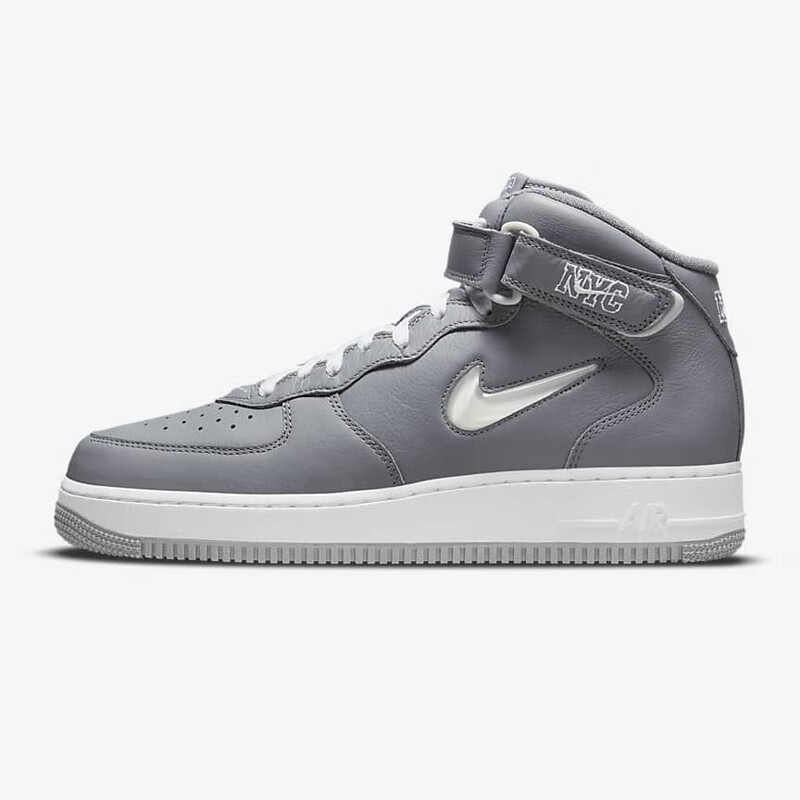 买手代购耐克nike air force 1 mid男女同款空军一号中帮灰色板鞋休闲
