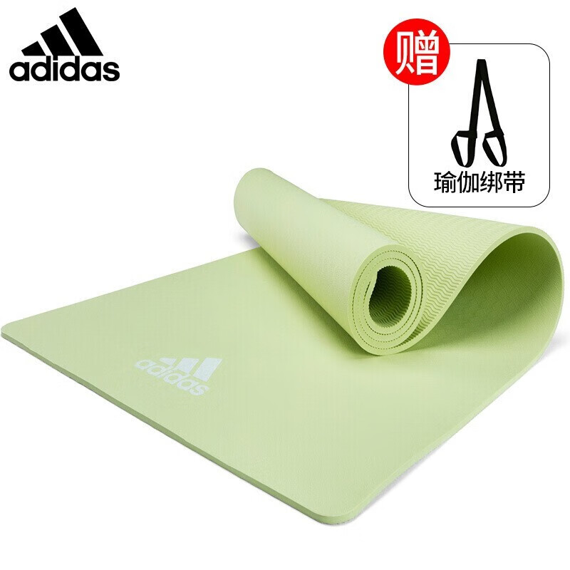 阿迪达斯(adidas)加厚瑜伽垫 EVA材质男女健身垫子双面纯色8mm厚舞蹈垫防滑抓地健身瑜伽垫子 淡绿色