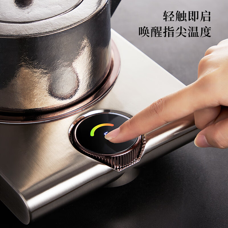 德茗堂2025新品猫眼6代家用电陶炉煮茶套装围炉煮茶器养生壶煮茶炉烧水泡茶壶蒸煮一体茶具办公室煮茶壶 猫眼6代【银】+圣裔壶4代(透黑)1000ml
