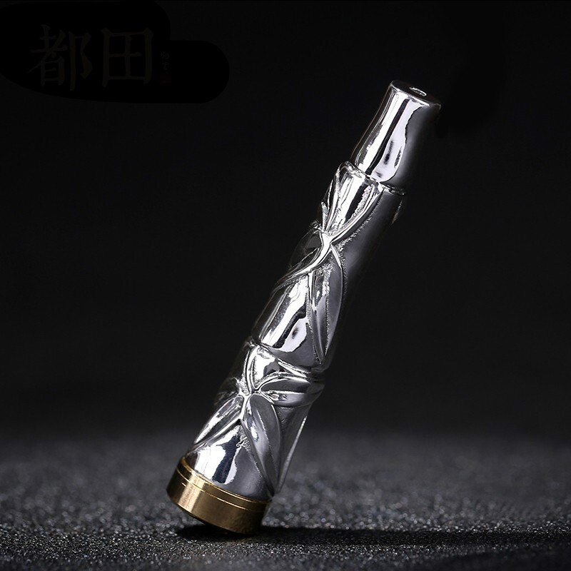 竹节过滤烟嘴男士循环可清洗小众设计高档创意礼物 纯银竹节过滤烟嘴