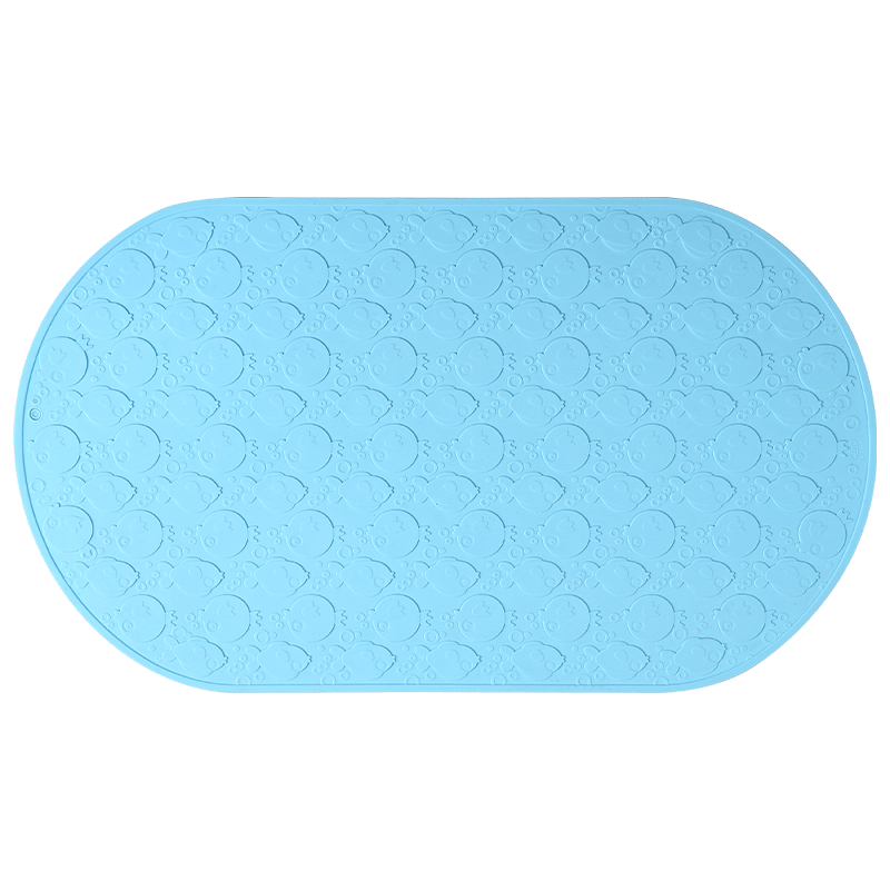 京东居家优选 丝轩 儿童洗澡垫硅胶环保宝宝浴缸浴盆防滑地垫 群鱼戏水-蓝色42*25cm