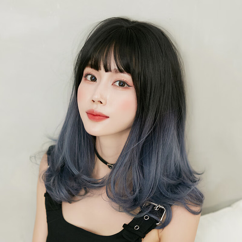 oulisi七街皇后假发长卷发自然蓬松逼真女长发修脸中长发齐刘海全头套