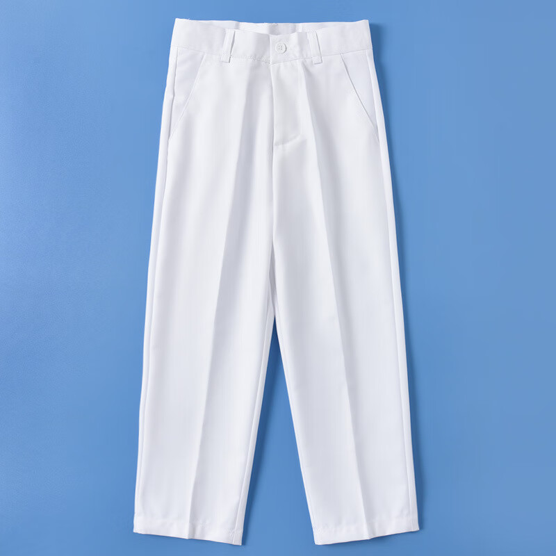 儿童西裤男童西装裤小学生表演裤子春秋男童主持演出长裤校服裤 白色