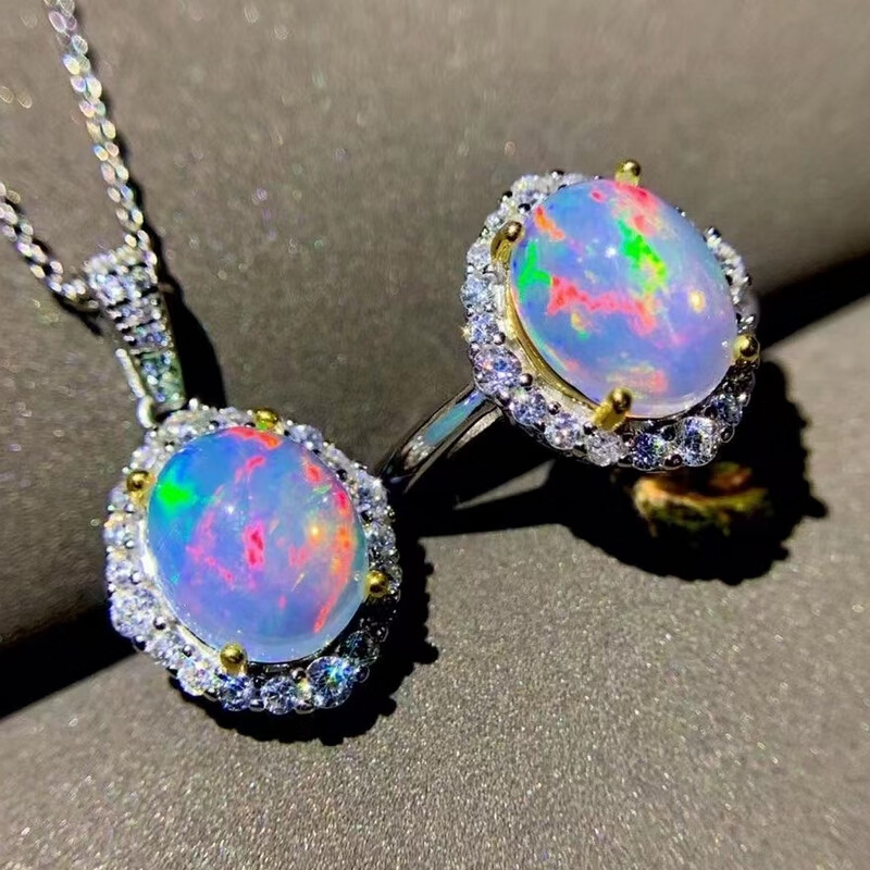 【京选品质】澳洲欧珀火彩欧泊戒指女蛋白石欧泊石925轻奢高级感泫雅