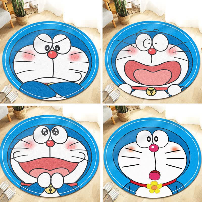 哆啦a梦ins风卡通地毯 圆形地毯吊篮卧室床边毯可爱家用儿童房加厚