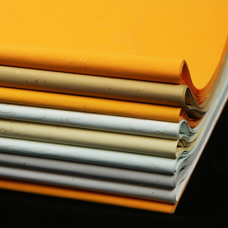 曹友泉粉彩笺宣纸洒金纸仿古宣纸书法专用纸半生熟四尺六尺对开水纹