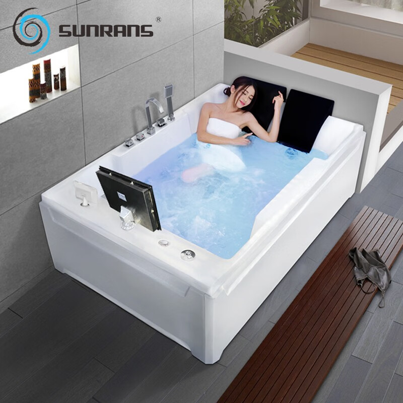 尚雷仕按摩浴缸 超大双人情侣家用浴缸嵌入式成人淋浴 亚克力日式冲浪浴缸智能恒温加热浴池 豪华SPA全功能（带裙边） 1820*1230*600