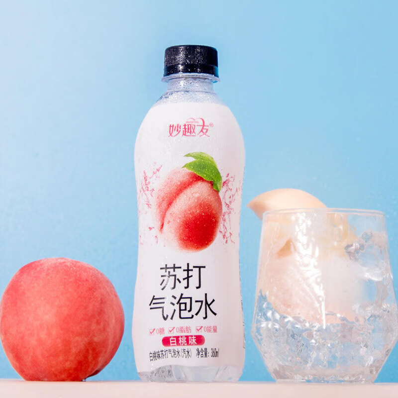 妙趣友(miaoquyou)苏打气泡水饮品饮料汽水 白桃味360ml*6瓶