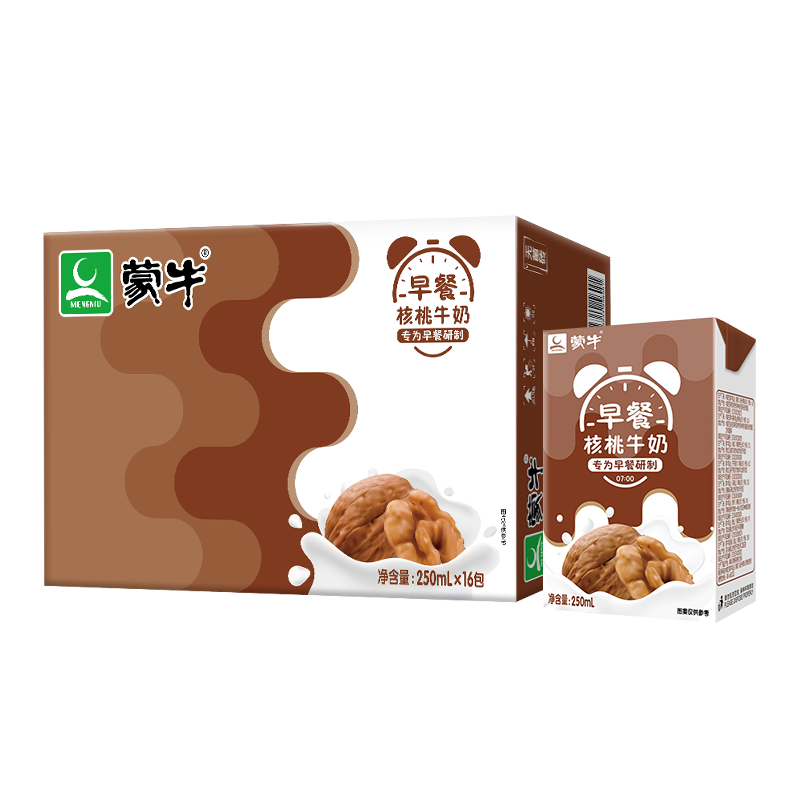 MENGNIU 蒙牛 早餐奶核桃味利乐包250ml×16盒 优质生牛乳