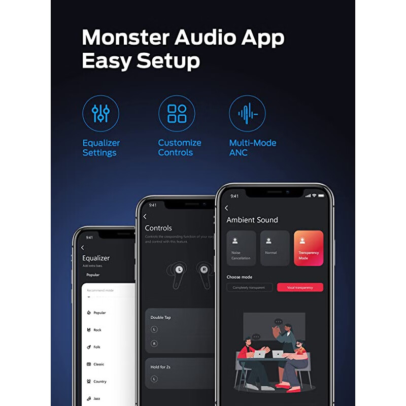 魔声（Monster）Monster Clarity 8.0 ANC无线主降噪蓝牙耳机50小时续航 Blue主图2