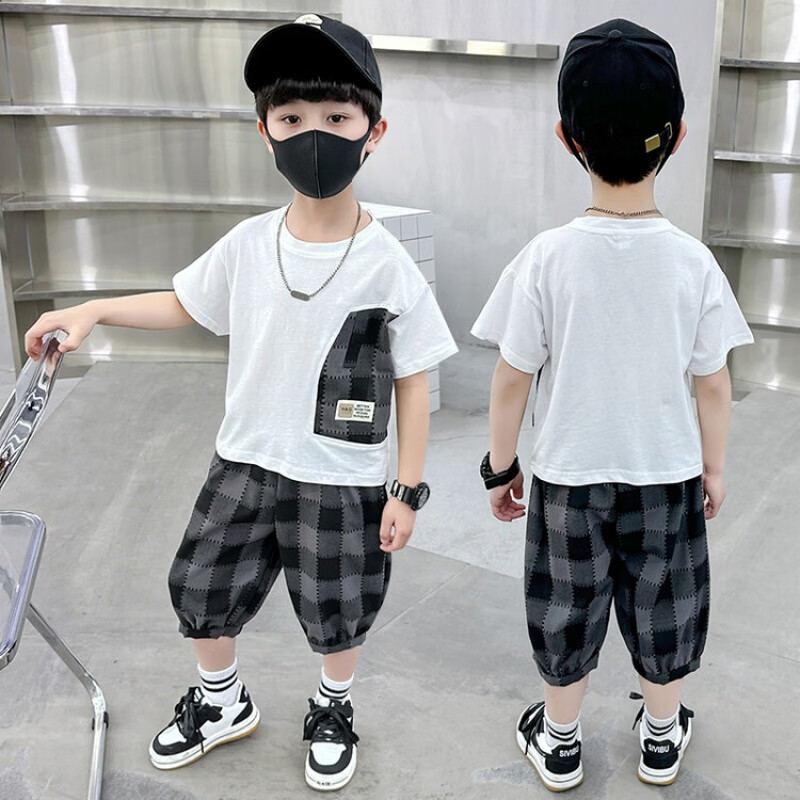 圆圆米米男童酷帅夏装套装23新款洋气宝宝夏季薄款衣服儿童网红短袖两