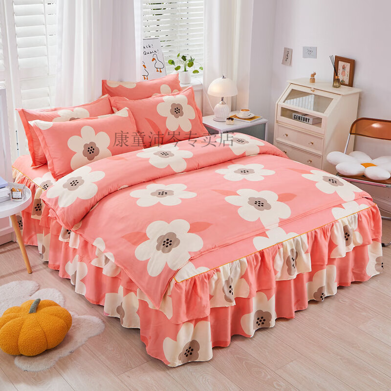 2米大床四件套床单被套床上韩式床裙四件套床罩公主风双人防 春暖花开