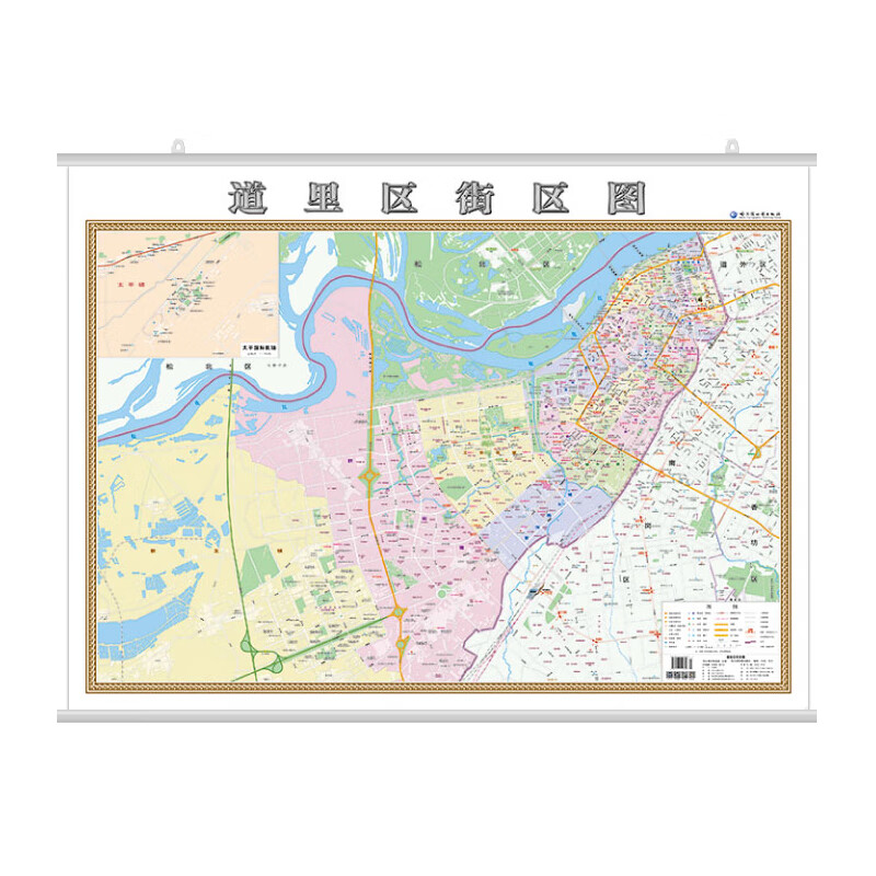 9*1.2米 高清哑光覆膜防水 办公家用 哈尔滨道里区街区地图