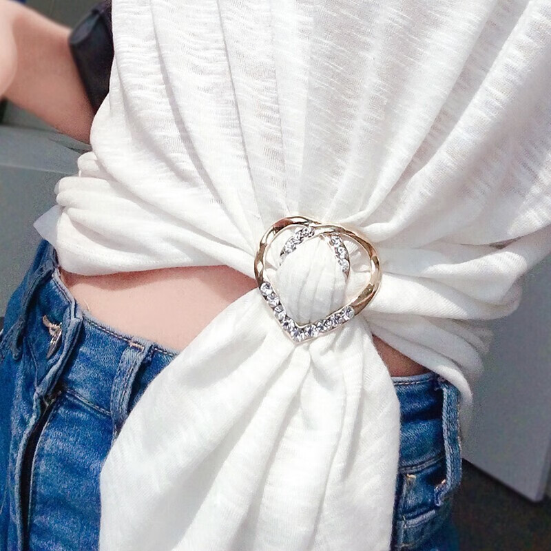 衣角打结扣日式桃心t恤下摆打结扣环丝巾扣环爱心形两用简约小衣服