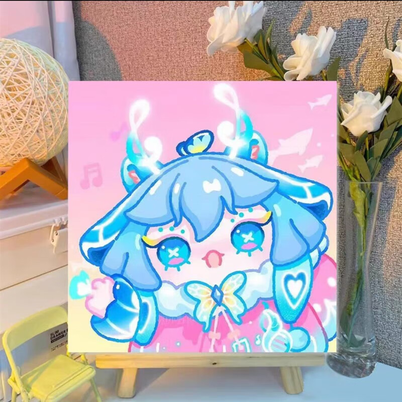 数字油画九宫格 儿童丙烯油彩画 323201 60x60 厘米成品打印(非填色画