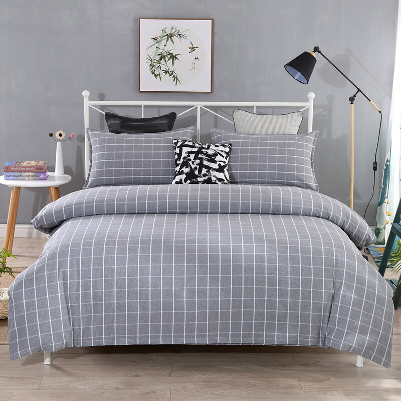 京度加厚加密老粗布床单四件套学生宿舍四季通用单双人条纹床单被单