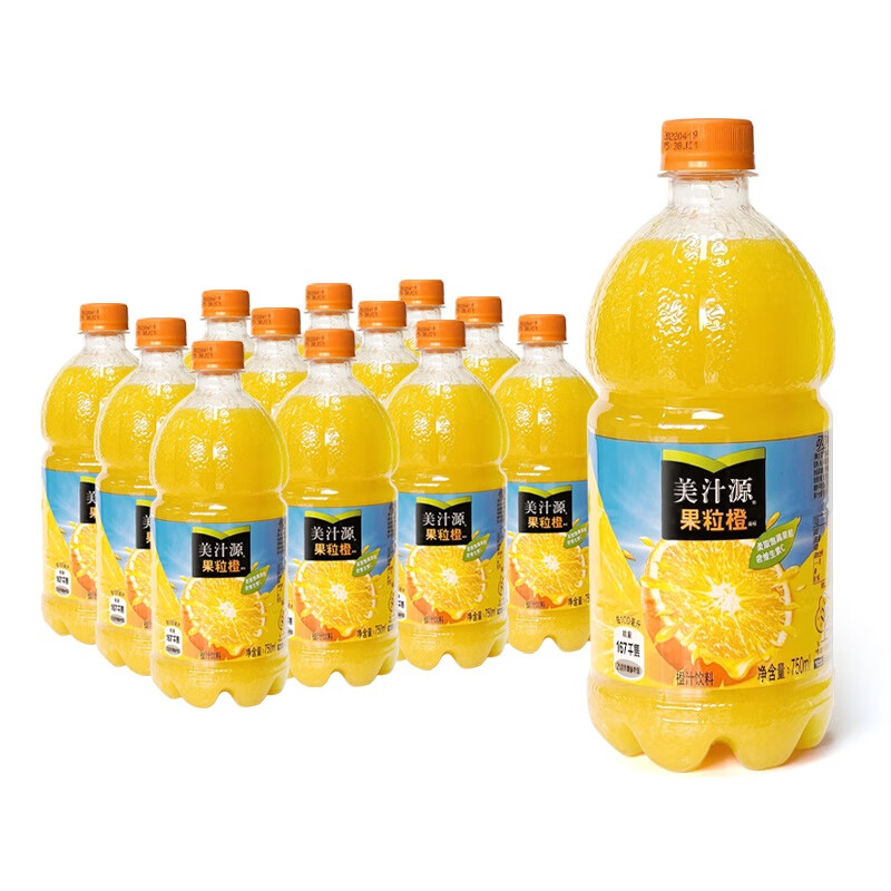 可口可乐（Coca-Cola）美汁源 Minute Maid 果粒橙 橙汁 果汁饮料 750ml*12瓶 整箱装