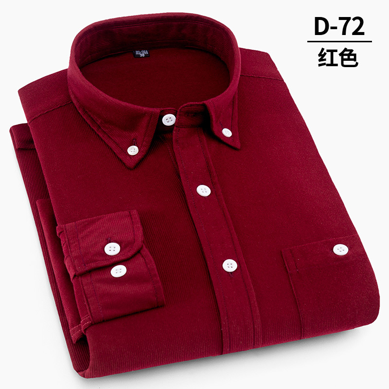 中年男士灯芯绒休闲衬衫春秋装韩版男式长袖衬衣 D-72 42